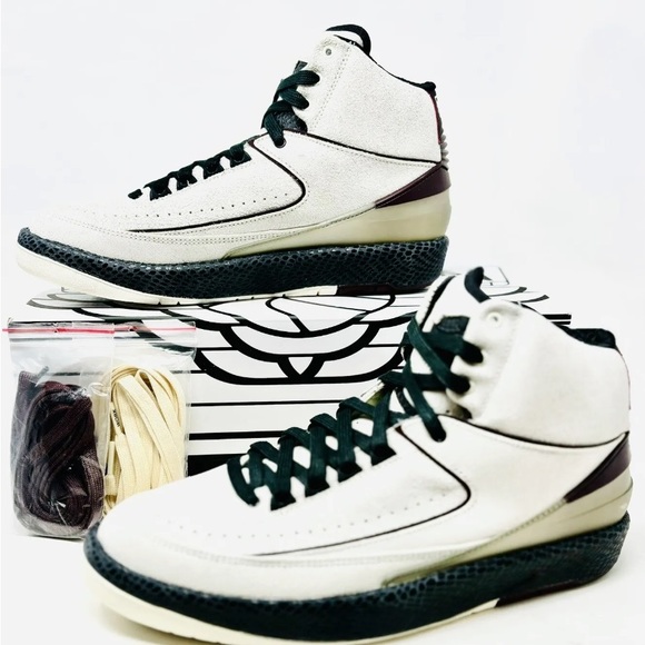 Air Jordan 2 Size 9.5 -A Ma Maniere Sail Black Burgundy...